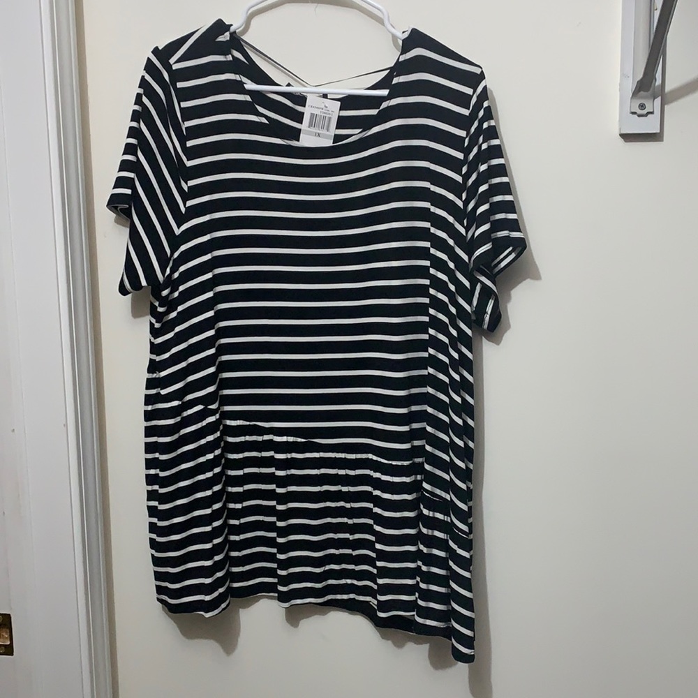 Women’s striped short sleeve peplum top